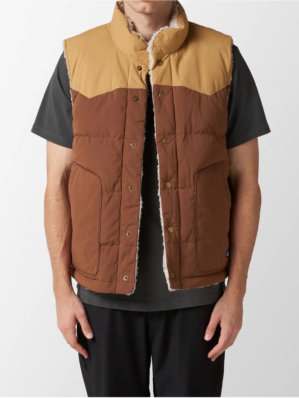 Patagonia reversible vivy down vest brown XXL